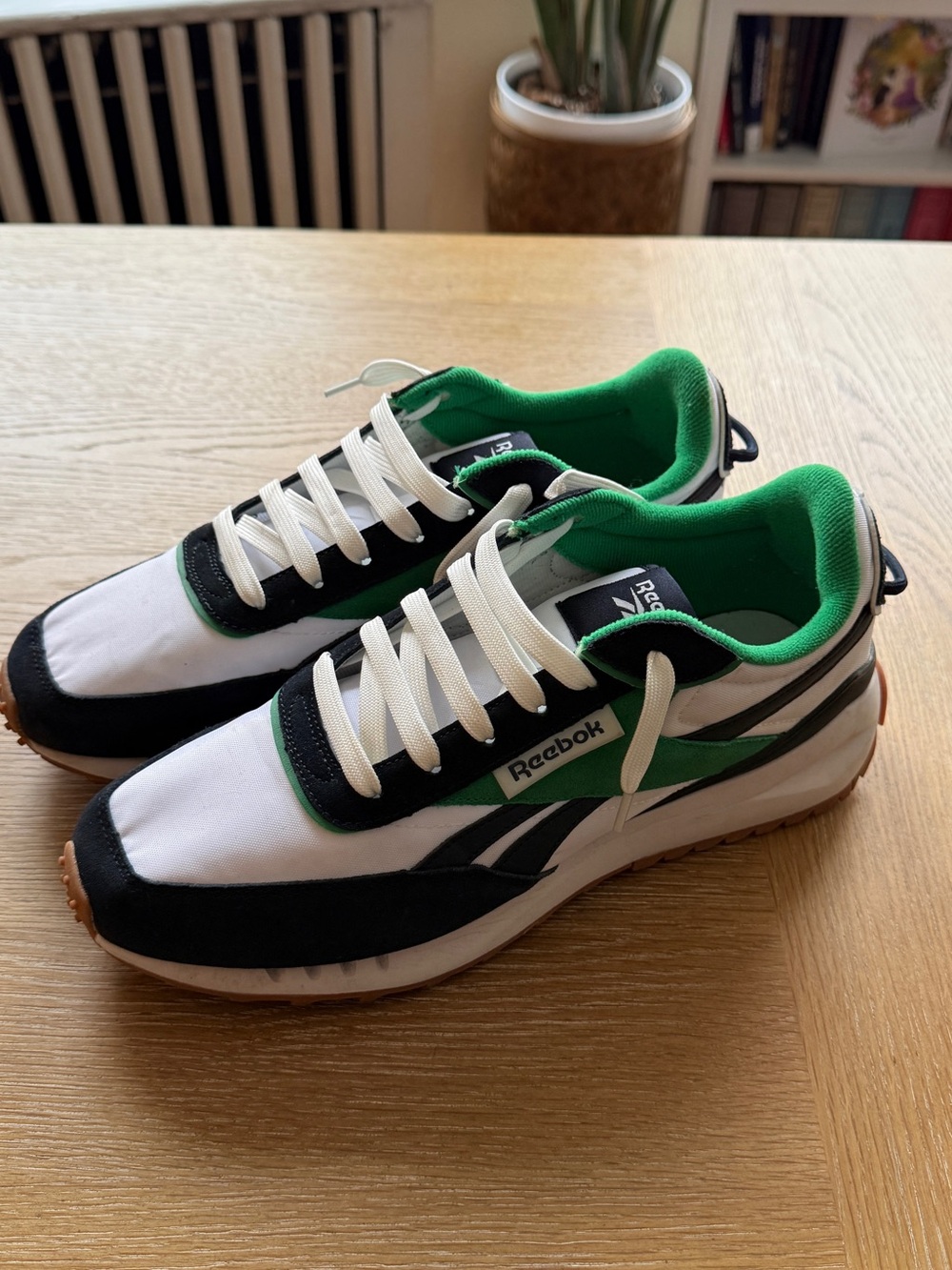 Reebok Men's Retro Trainer Sneakers in White, Black & Green